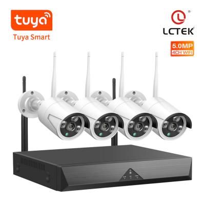 China NIGHT VISION LCLCTEK Tuya Smart 5MP 4CH NVR Camera Kit Security CCTV WIFI Outdoor Wireless Waterproof System for sale