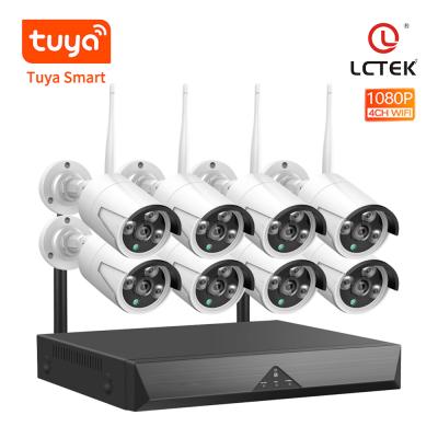 China NIGHT VISION LCLCTEK Tuya Smart 8CH 1080P NVR Kit Security Wireless CCTV P2P WIFI Camera System for sale