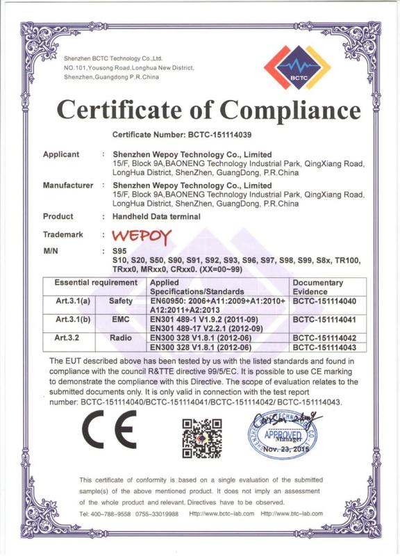 CE - Shenzhen WEPOY Technology Co., Ltd.