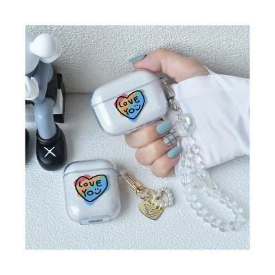 China Foshion Cases For Airpods Pro 1 2 3 Clear TPU Cases With Lanyard Keychains 2021 Women Earphone Cases for sale