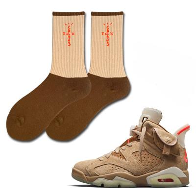 China Knitted basketball sock travis sock aj6 crew sporty men's sneaker cotton sports socks for sale