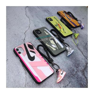 China Shockproof Sneaker Phone Case For iphone 12 xs max xr 11pro With 3d Mini Sneaker Keychains Hobby Collections Gifts 2021 for sale