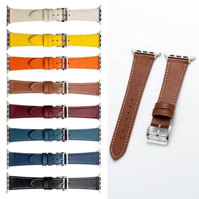 China Non-specific leather watch band for iwatch quick release straps 38 40 42 44mm unisex watchband 8 color options for sale