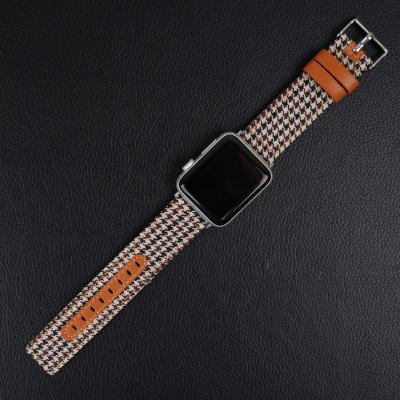 China Leather Leather Watch Bands For iwatch 1 2 3 4 5 6 Series 38 40 42 44 Mm Classic High Quality Fabric Strap Strap for sale