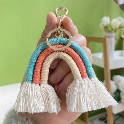 China Nice quality handmade weave boho key chains purse car key chains purse bag pendant charms for sale