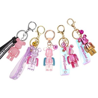 China 2022 Hand Painted 3D Bear Key Chain Stylish Resin Bag Charms Sparkle Keychains for sale