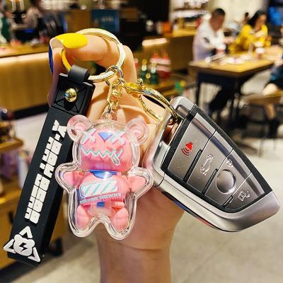 China Lovely Stylish Hand Painted PVC Keychains Bear Key Chain Bag Charm Purse Car Design The Latest Cartoon Dangling Wrist Strap Key for sale