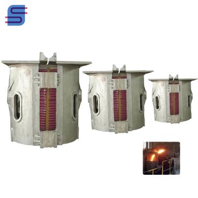 China Energy-saving 750 medium frequency power induction aluminum shell smelting furnace body price for sale