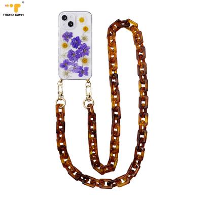 China Anti-fall For New Design 360 iPhone 13 Flower Case 1.2M Metal Hook Elegant Transparent Acrylic Necklace Chain Bracelet for sale