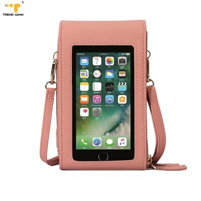 China Low MOQ Anti-fall Touch Screen PU Leather Women Small Cross - Body Cell Phone Purse Bag for sale