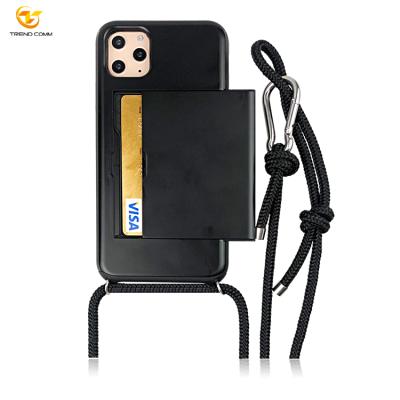 China Ppm Shockproof Cross - Body Strap Mountaineering Buckle TPU PC Hrad Phone Case For Iphone 11Pro Max With Card for sale