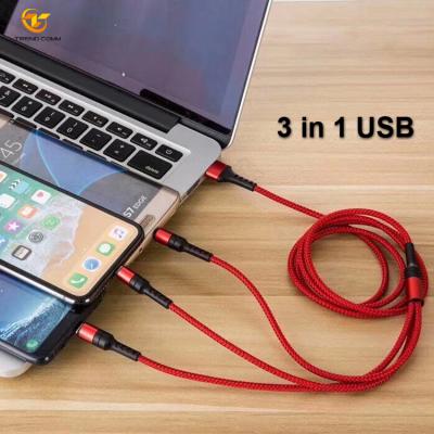 China Support charging and data transmission in the same time 3in1 phone fast charging cable micro, usb charger cable for sale