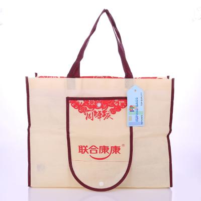 China Whosale Custom Polyester Printing Reusable Handled Shopping Foldable Bag With Logo for sale