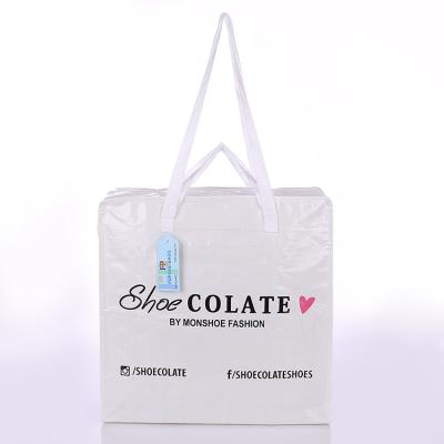 China Wholesale White Non Woven Laminated Printing Polypropylene PP Woven Packaging Handled Bags for sale