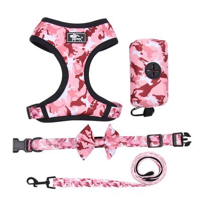 China High Quality Designer Dog Harness Set OEM/ODM Leash Collar Beautiful Bow Tie Camouflage Reflective Adjustable Extended Pattern for sale