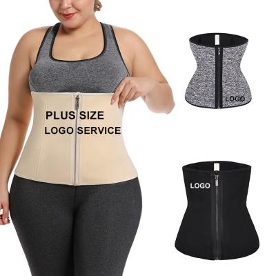 China Low MOQ Breathable Custom Logo Design Plus Size Zipper And Hook Design Neoprene Tummy Control Sweat Women Waist Trainer Corset for sale