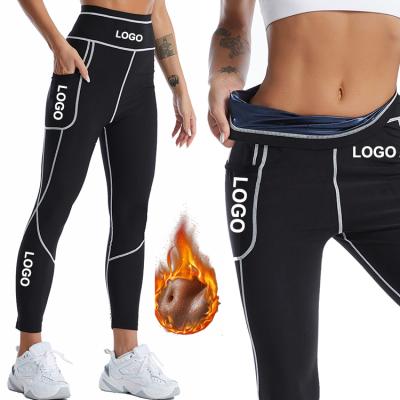 China Hot Custom Logo Side Pocket Compression Slimming Plus Size Fitness Workout Apparel Gym Wear Women Sauna Gaiters Sweat for sale