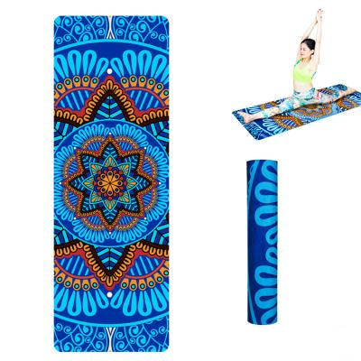 China Fitness Pattern Printed Waterproof Non Slip High Quality Fitness Exercise Gym Mats Nature Rubber Tpe Suede Thick Yoga Mat for sale