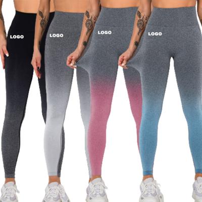 China Breathable High Waist Active Yoga Pants Seamless Workout Gym Leggings Gradient Sports Yoga Leggings for sale