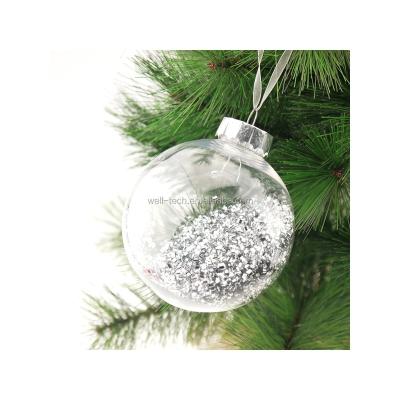 China Durable 80mm Plastic Clear Ball With Foil Confetti Christmas Ornament Tree Decorations for sale