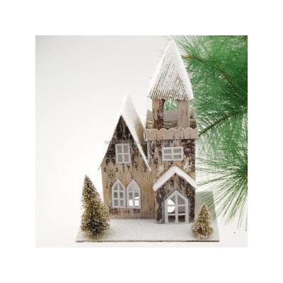 China 24cm Simple Christmas House Set Cardboard Ornaments Christmas Tree Decorations for sale