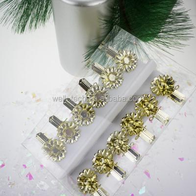 China Hand Made Christmas Tree Mini Flower Shape Candle Holder With Clip Metal Candle Holder for sale