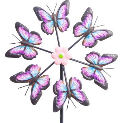 China Kinetic Windmills Catchers Wind Spinner Butterfly Garden Stake Outdoor Metal Windmill,Single Direction Wind Sculptures 35.9inch for sale