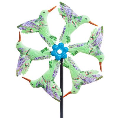 China Garden Park Decoration Hummingbird Wind Spinner Stake, Outdoor Metal Windmill, Kinetic Windmills Catchers for Garden Decorations for sale