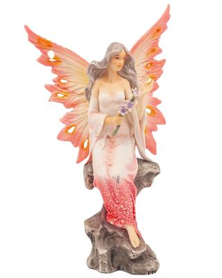 China Other Product Hot Selling Flower Fairy Sits On Rock Resin Crafts 16.5X11.5X29Cm Ornaments Resin Crafts for sale