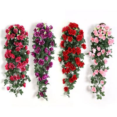 China JULI Artificial Flower Rattan Fake Plant Vine Wall Hanging Roses Home Accessories Festival Decoration Wedding Decoration for sale