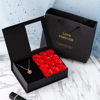 China JULI Preserved Roses Forever Soap Rose Lipstick Necklace Rose Soap Flower Gift Box Valentine's Day for sale