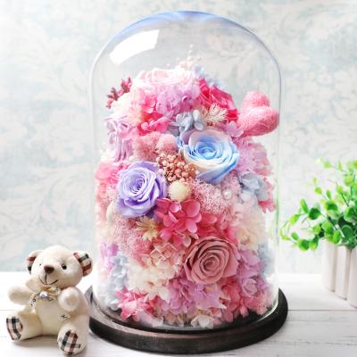 China Environmental Protection JULI Handmade Rose Never Withered Green Roses Flower in Preserved Glass Dome, Gift for Valentine's Day Birthday for sale