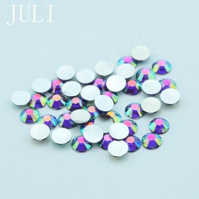 China JULI Wholesale Flatback Dark Amethyst Crystal ab Hotfix Resin Rhinestone Rhinestone Rhinestone Stickers Non For Decoration for sale