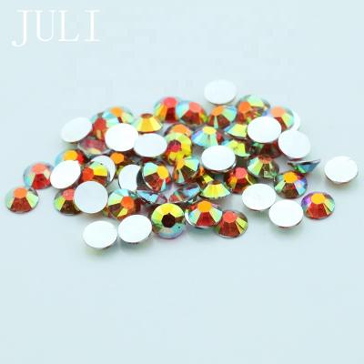 China Flatback JULI Wholesale 2 3 4 5 Fake Stones 6mm Bulk Resin Lt.Siam ab Crystal Stones Flat Back Non Hotfix Rhinestones for sale