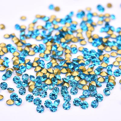 China Super Shiny Glass Chaton Crystal Hotfix Pointed Back Bags Rhinestones For DIY Embellishment Glass Rhinestones for sale