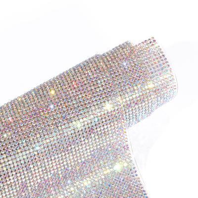 China Factory Direct Selling Flatback Rhinestone Covers Self Adhesive Glitter Crystal Rhinestones Mesh Sheet For DIY Gifts Car Decoration for sale