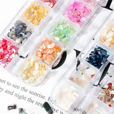 China Mixed Nail Art Decoration Fragments of 12 Colors Fashionable Mixed Box Nail Art Shell Pieces Jewelry Long Bar for sale