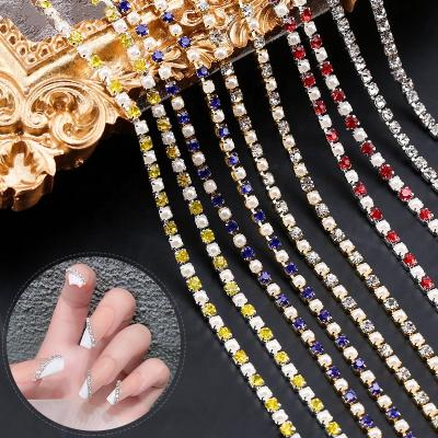 China Easy Apply 2022 Fashion Nail Chains 3d Crystal Rhinestone Nails Designs Art Decorations for sale