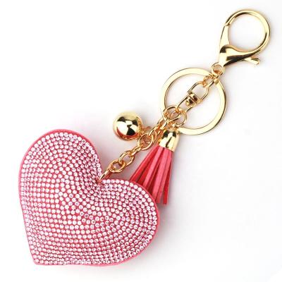 China Cute Tassel Crystal Keychain With Rhinestone Custom Made Promotion Gift Wholesale High Quality Heart Love for sale