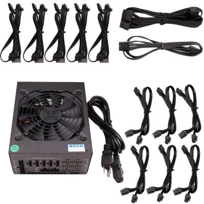 China Atx 1600w Full Modular GPU Power Supply PSU 6 Gpu 90 Plus Gold Switching for sale