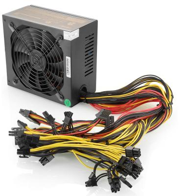 China ATX 90 PLUS +Gold Crypto Mining Machine Power Supply 1600w 12V Support 8 GPU for sale