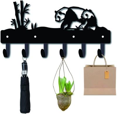 China Sustainable Head Holder Decorative Coat Hooks Wall Mounted Metal Head Hooks Towel Racks Pandas And Bamboos Design for sale