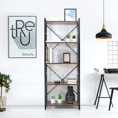 China 2022 Modern Design Simple Industrial Wooden Bookcase With Metal Frames Storage Shelf Organizer Display Shelf Rack Stand for sale