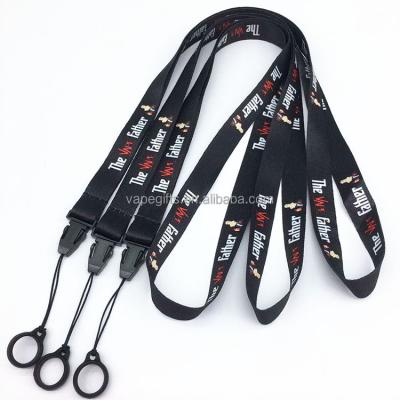 China Promotional custom thermal plain nylon material transfer printing gift phone case neck strap lanyard with silicone ring for sale