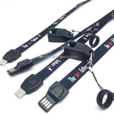 China High Quality MP3/MP4 Player Lanyard Usb Charging Cable For Phones Lanyard Data Cable Hanging Cord Business Gift for sale