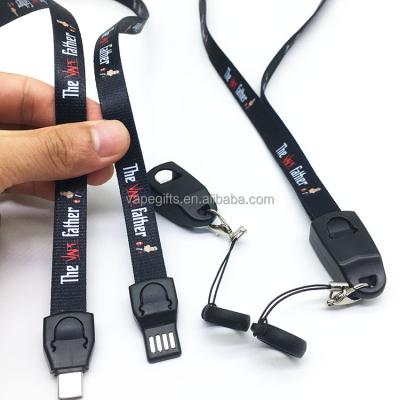 China Mobile MP3 / MP4 Player Charging Cable 3 In 1 Lanyard Portable Phone Charger for sale