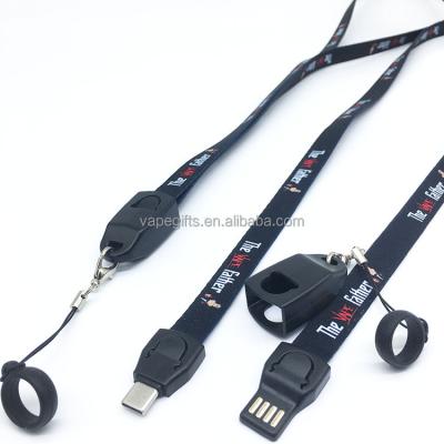 China Newest MP3/MP4 Player Mobile Phone Ties Lanyard Micro Usb Cable Type C Colorful Charging Data Line As Gift for sale