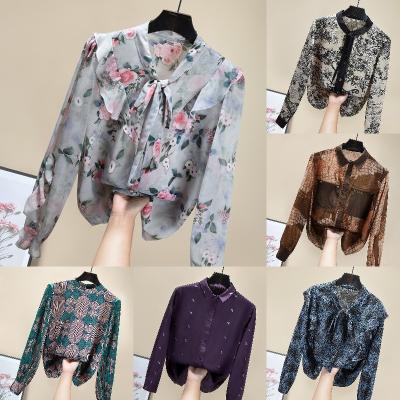 China 2022 factory direct Anti-wrinkle hot spot printed blouse design sense long-sleeved minority for sale