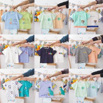 China 2022 Summer QUICK DRY children's wear pure cotton T-shirt style short sleeve foreign boys and girls baby shirt for sale