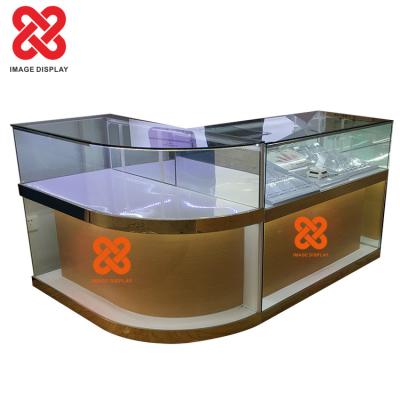 China Fashion High Quality Customized Electronics Showcase Phone Glass Arched Cabinet Display Case With Round Glass for sale